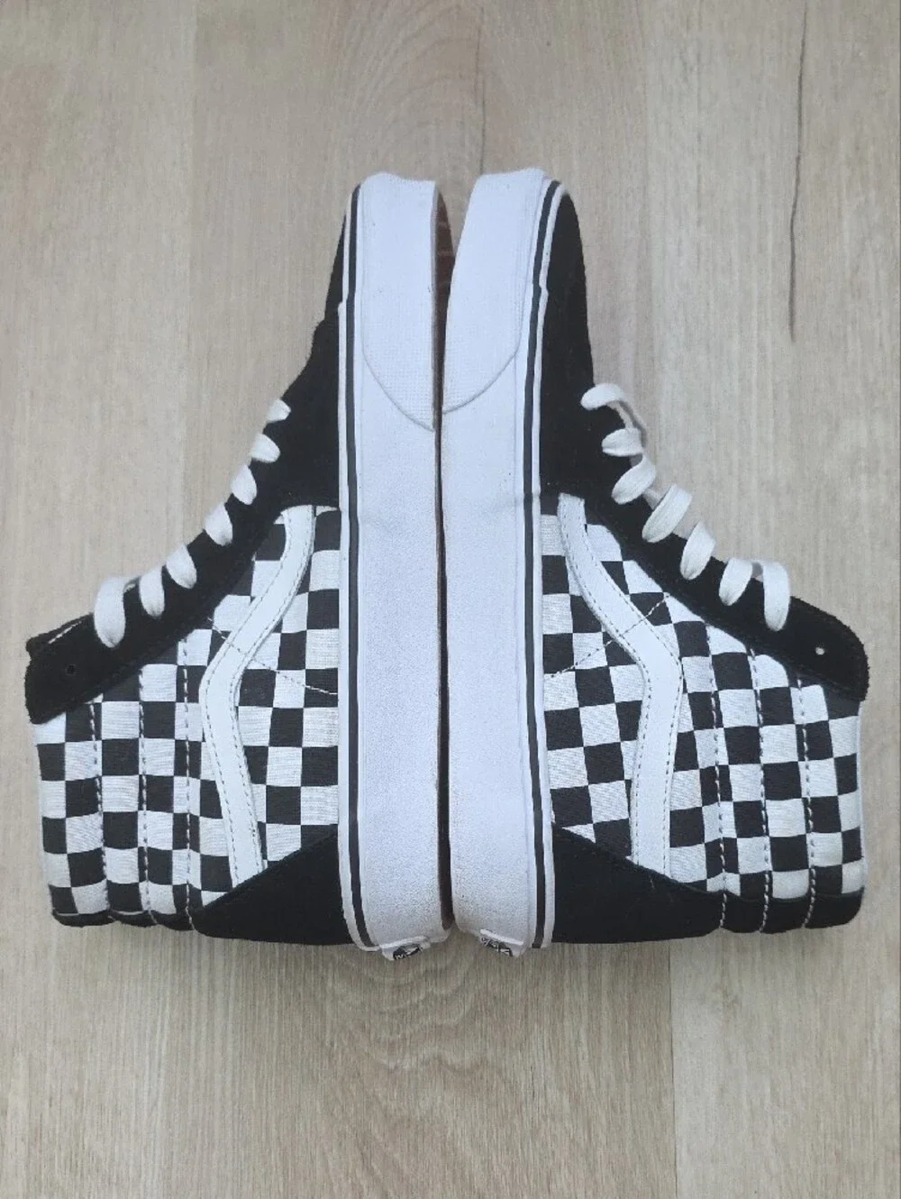 Vans Sk8-Hi Black & White Checkerboard High Top Sneakers Women Size 7.5/ Men 6.0